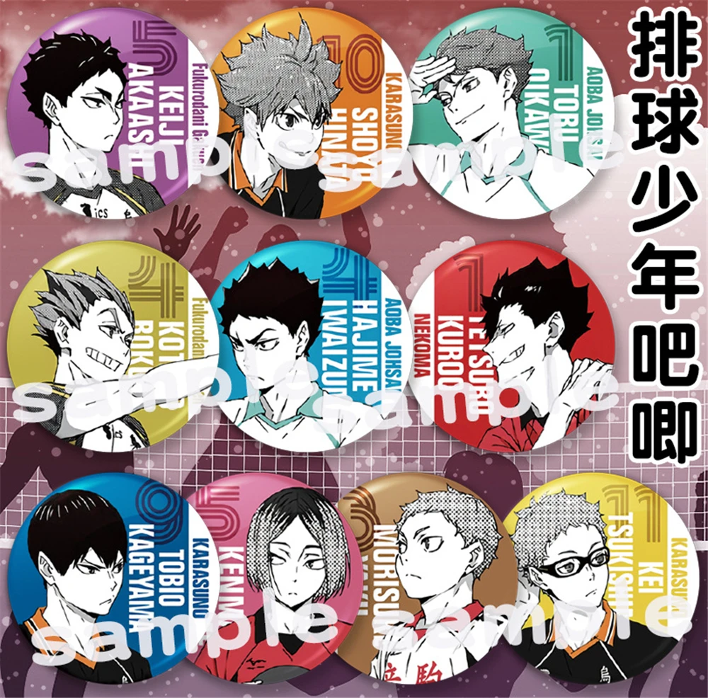 Anime Haikyuu!! Hinata Shoyo Tobio Kageyama Tetsurou kuroo Cosplay Costume Badge Pin SPTE Tinplate Brooch Accessories