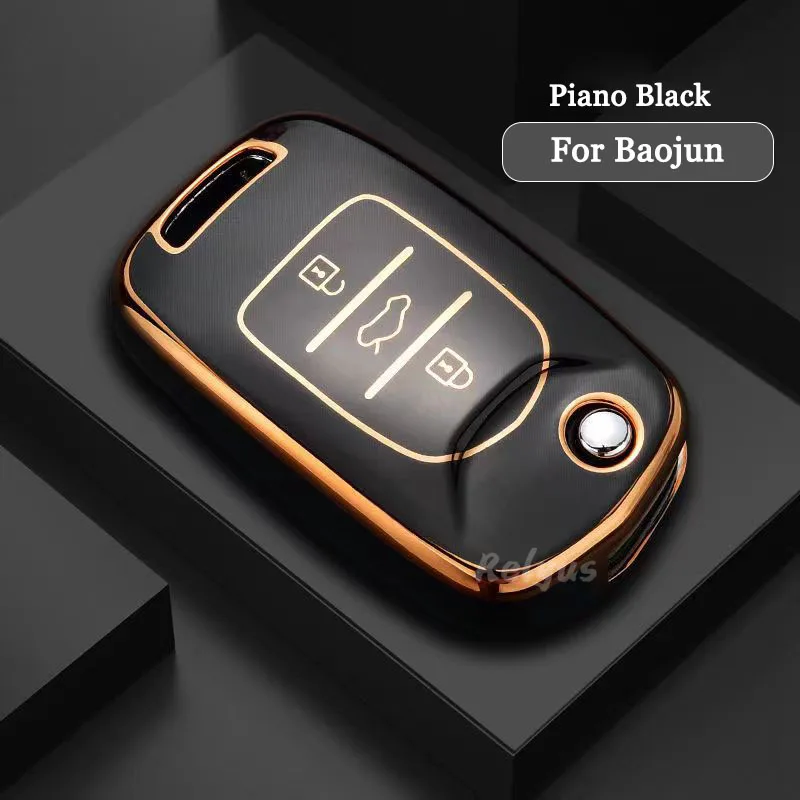 Nowy miękki TPU samochód klucz składany Case osłona z uchwytem Fob dla Baojun 510 730 560 310 E200 530 Keyless Protector Shell Auto akcesoria