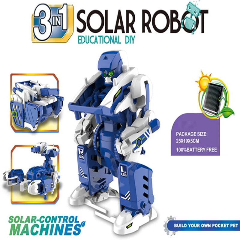 STEAM STEM DIY Assemble Mechanics Toys Science Kids Toys Robot 3 In 1 Educational Solar Robots Transform Kit Toys For Children