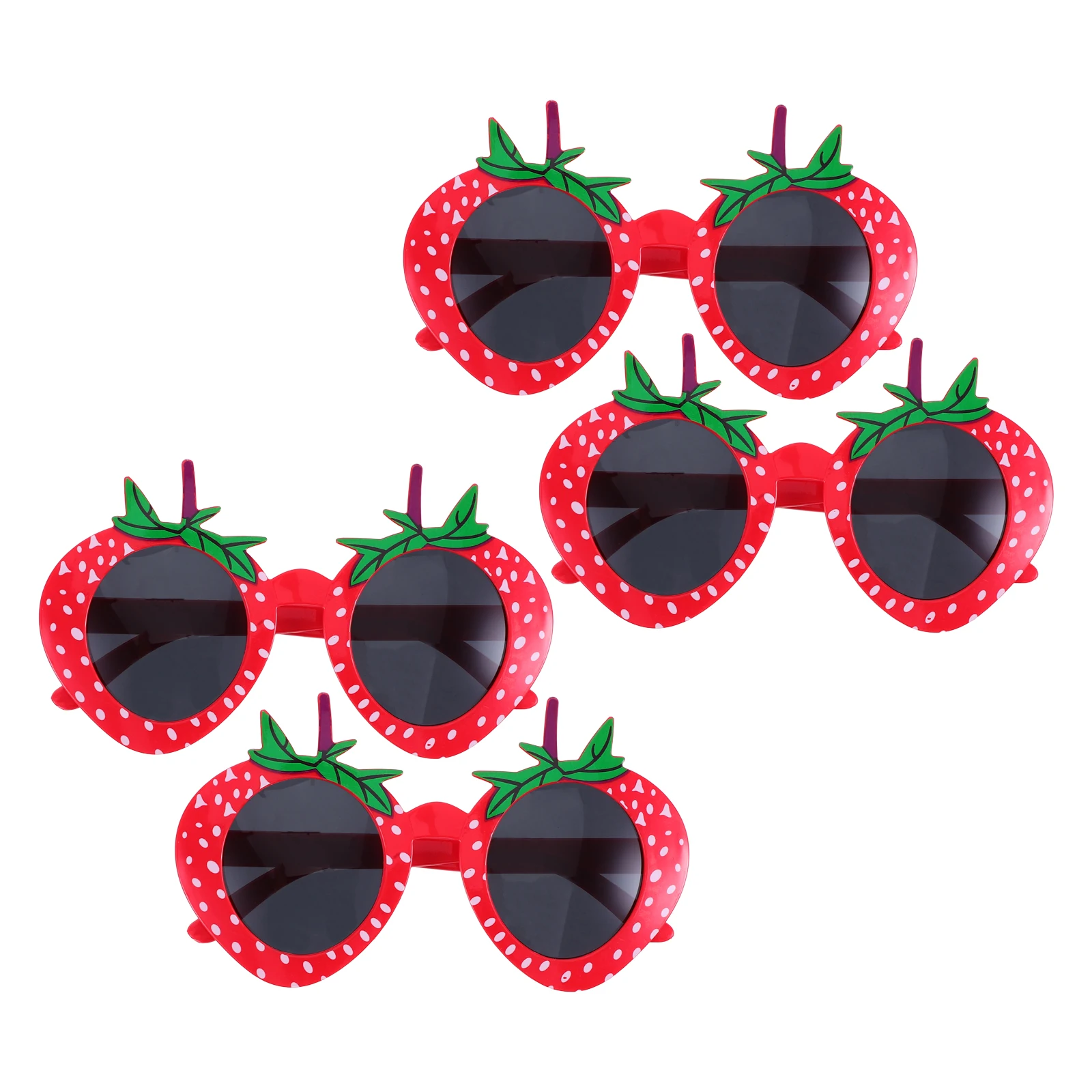 

4pcs Strawberry Sunglasses: Cute Fruit Shape Glasses For Kids Party Birthday Durable Abs Novelty Sunglasses Bright Colors