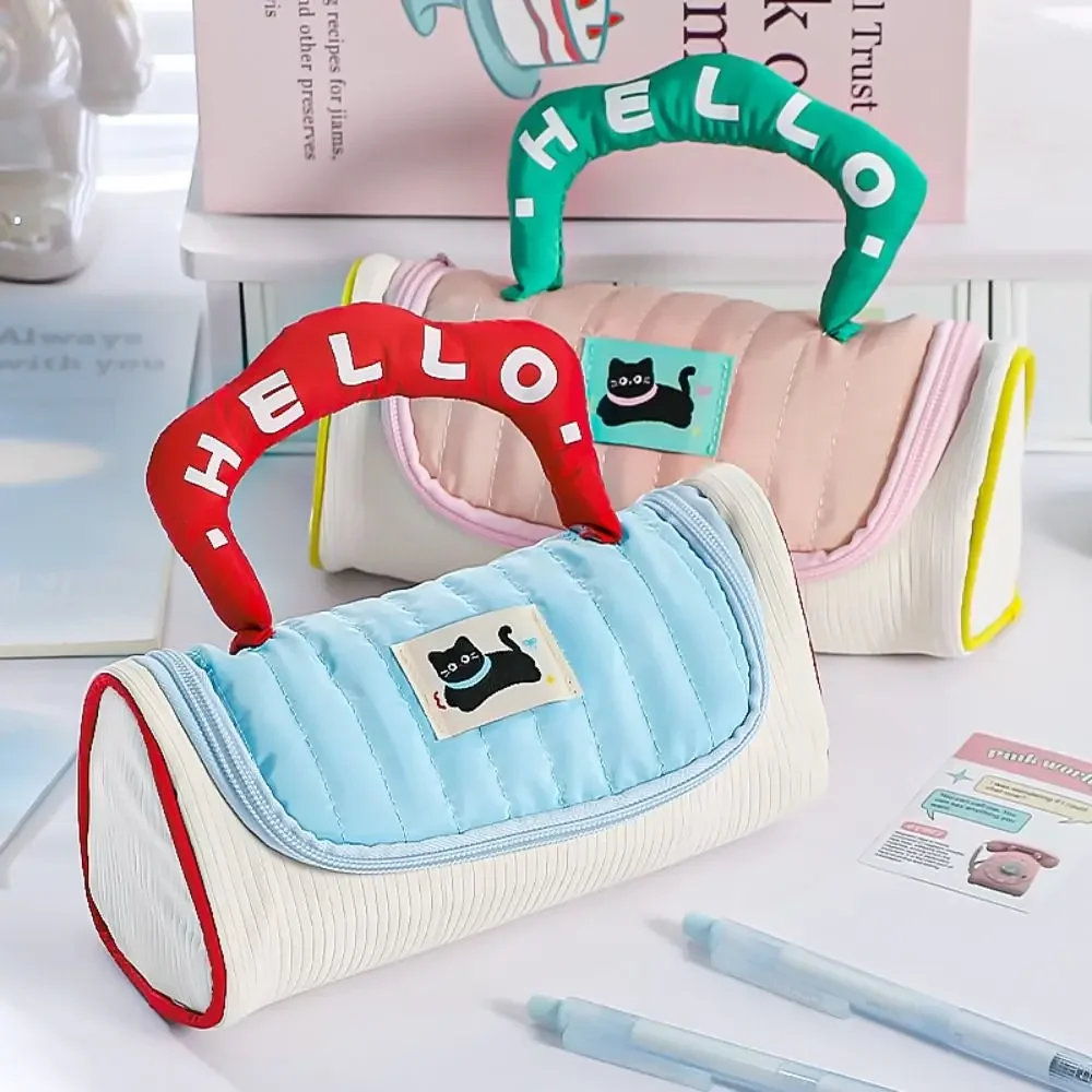 กระเป๋าใส่ปากกาสีโดปามีนอเนกประสงค์แบบพกพาความจุขนาดใหญ่กระเป๋าใส่อุปกรณ์เครื่องเขียนกล่องดินสอกลับไปที่โรงเรียน