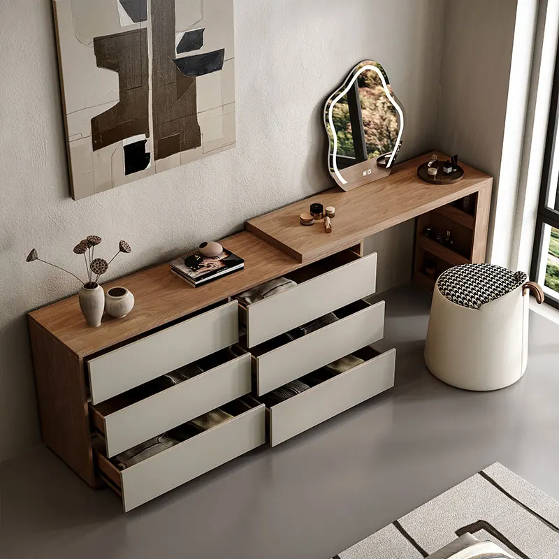

Modern Bedroom Furniture Dresser, Dresser Wooden Mirror, Dresser and Chair Set with 6 Drawers