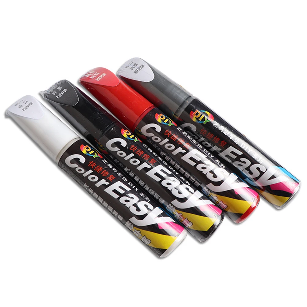 Car Scratch and chipping paint, paint with brush, black paint, white, red, silver, corrector