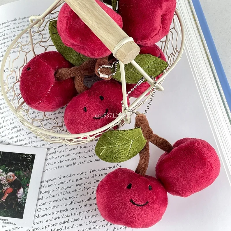 

Cute Cartoon Funny Cherry Plush Stuffed Toy Keychain Pendant Backpack Hanging Keyring Ornament Bag Decor Accessories Gift