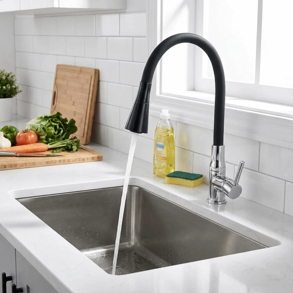 Black Wall Mounted Kitchen Faucet Colorful Optional 1/2