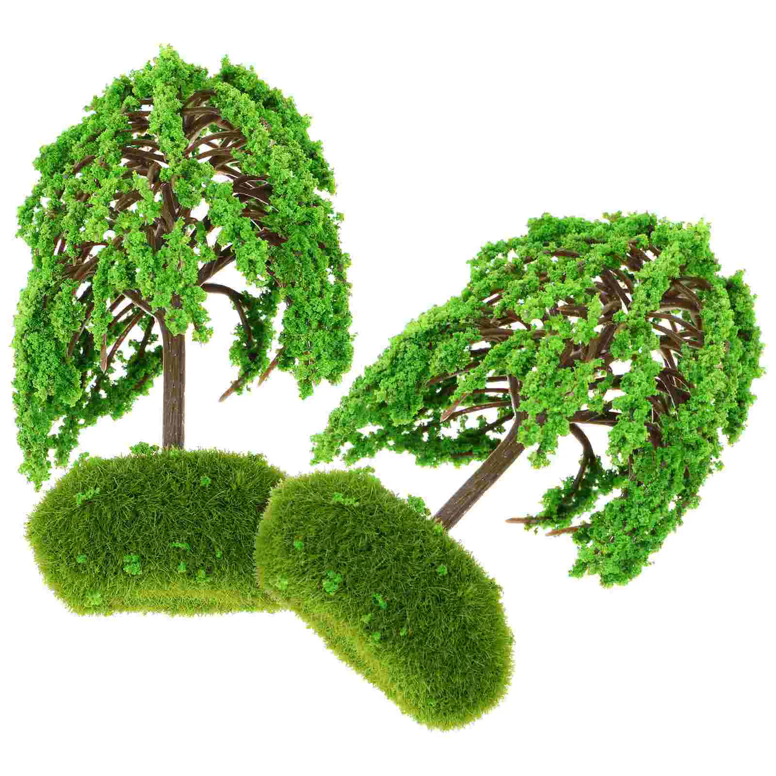 2 Pcs Bonsai Tree Model Baby Green Toys Trees for Diorama Plastic Miniature Ornaments