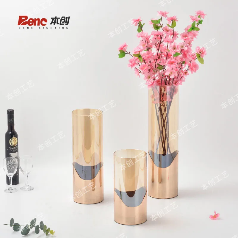Transparent Straight Hydroponic Glass Vase Large High Living Room Rich Bamboo Flowers Simple Cylindrical Flower Utensils