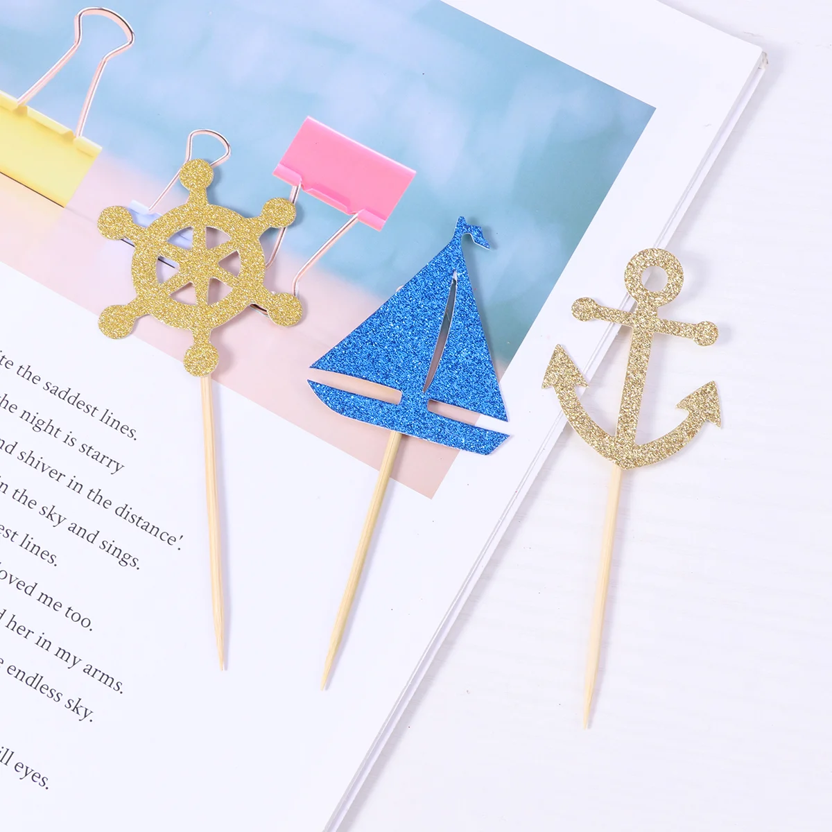 

24 Pcs Cake Toppers Sailing Boat Nautical for Party Fruit Cakes Wedding Decor The Mediterranean