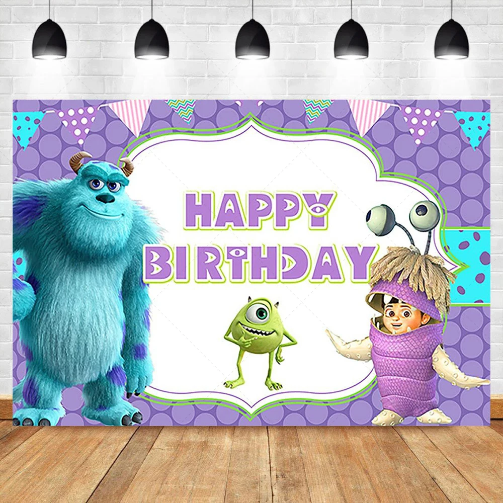 Monsters University Backdrops Monsters Inc Background Mike Wazowski Birthday Party Supplies Custom Decorations Banner Wall Decor