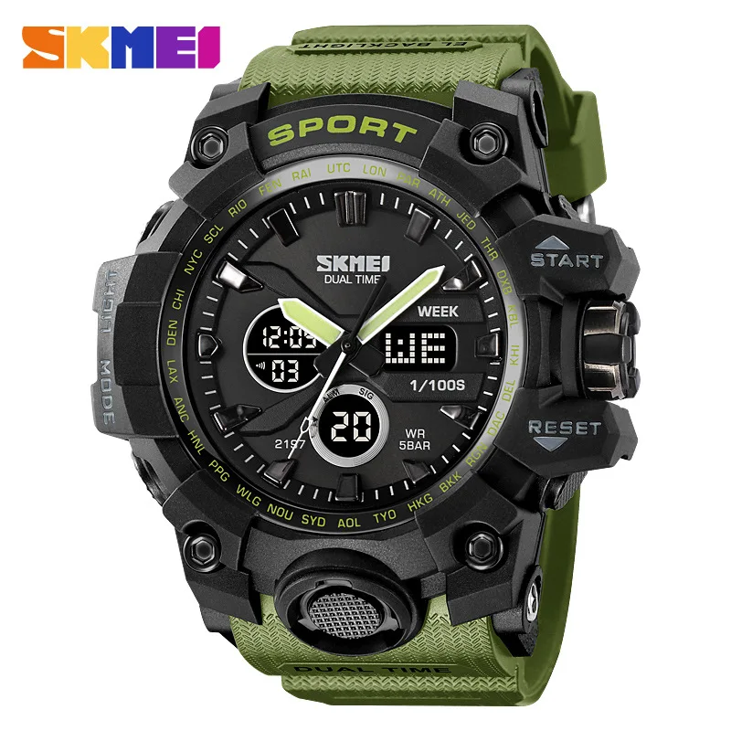 SkmeiOutdoor Sports Student Watch Sveglia impermeabile multifunzionale Orologio elettronico Orologio elettronico luminoso mimetico