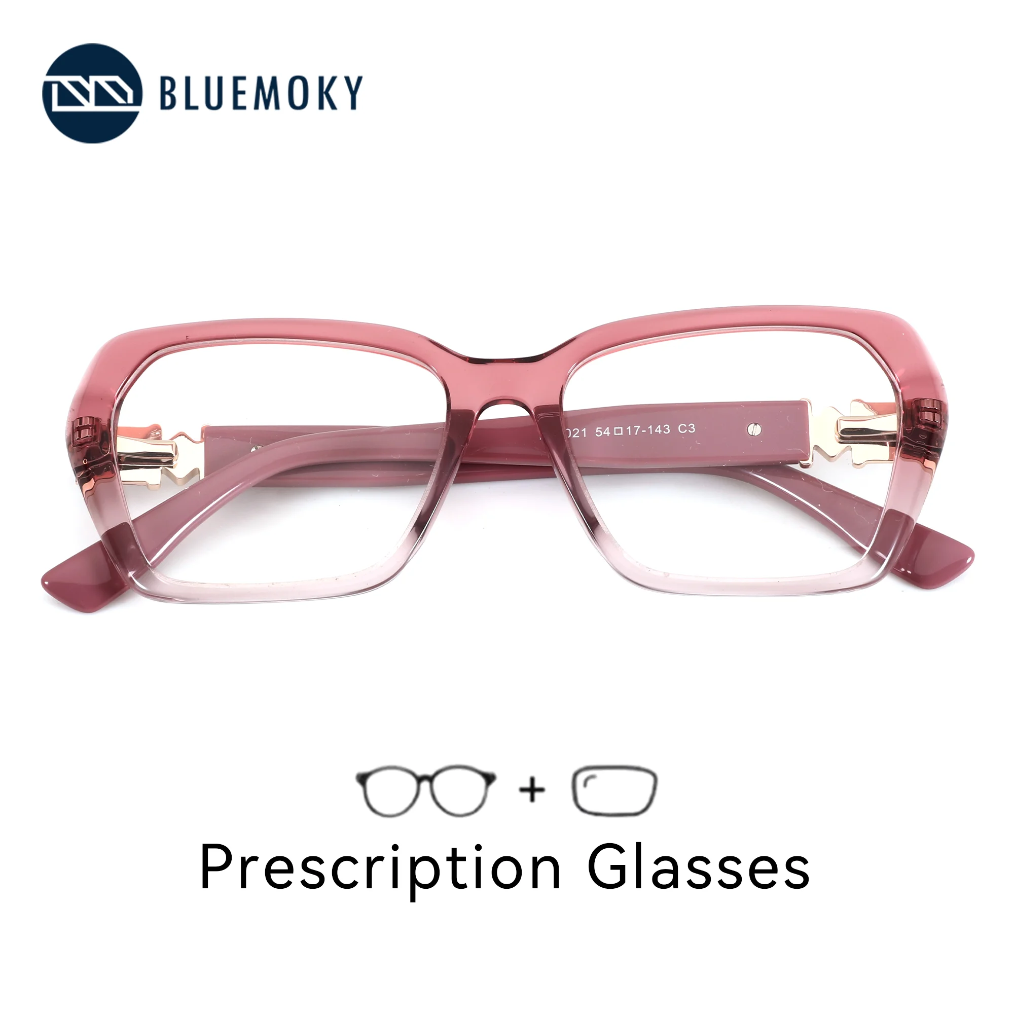 

BLUEMOKY S Size Trend Acetate Polygon Custom Prescription Glasses For Women Progressive Optical Lenses With Recipe
