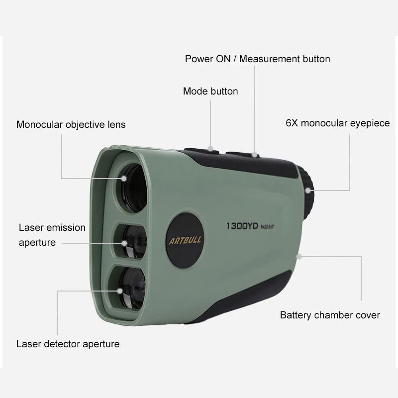 Лазерный дальномер для гольфа, телескоп 1300 ярдов с флажковым замком, измеритель расстояния для охоты, монокуляр с 6-кратным увеличением