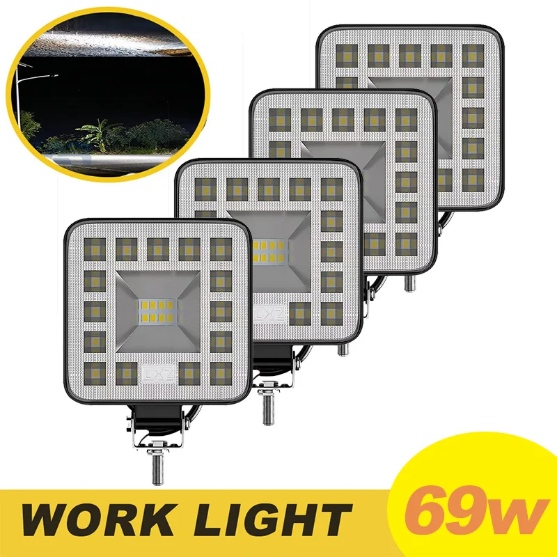 

Automobile Led Working Lamp Square 3-Inch 23led 69W Trucks Floodlight Auxiliary Light Modified Headlight Driving Light
