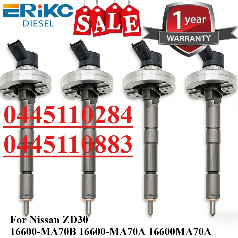 

4PCS 0445110284 0445110883 Fuel Injector For Bosch Nissan Patrol ZD30 DX GU Y61 UELY61 3.0L Excavators Parts