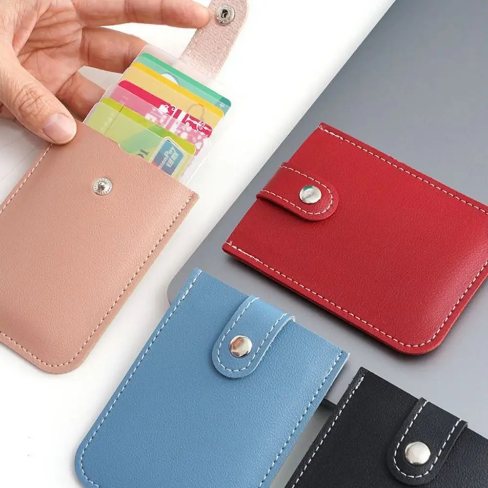 Creative Laminated Concealed Mini Card Wallet 5 Card Pockets PU Leather ID Card Holder Pull-out Type PU Leather Purses Women