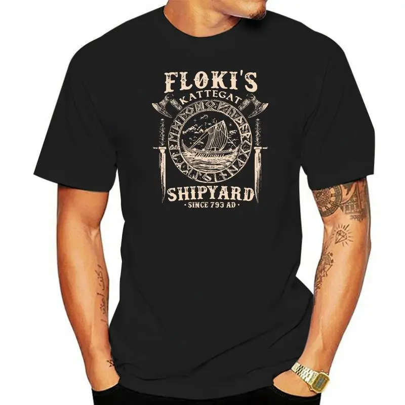 Flokis Shipyard Kattegat Viking Ship And Sword Tops Tee T Shirt Gift Hip-hop Tops T-Shirt