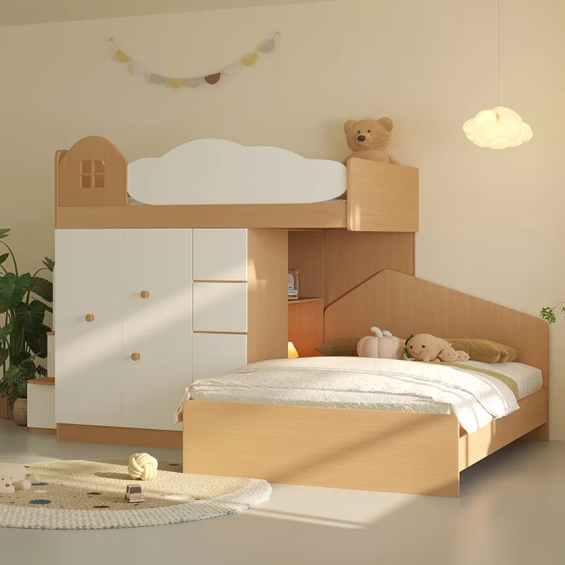 Wardrobe small apartment mother-child bed children's bed dislocation type upper and lower high bed