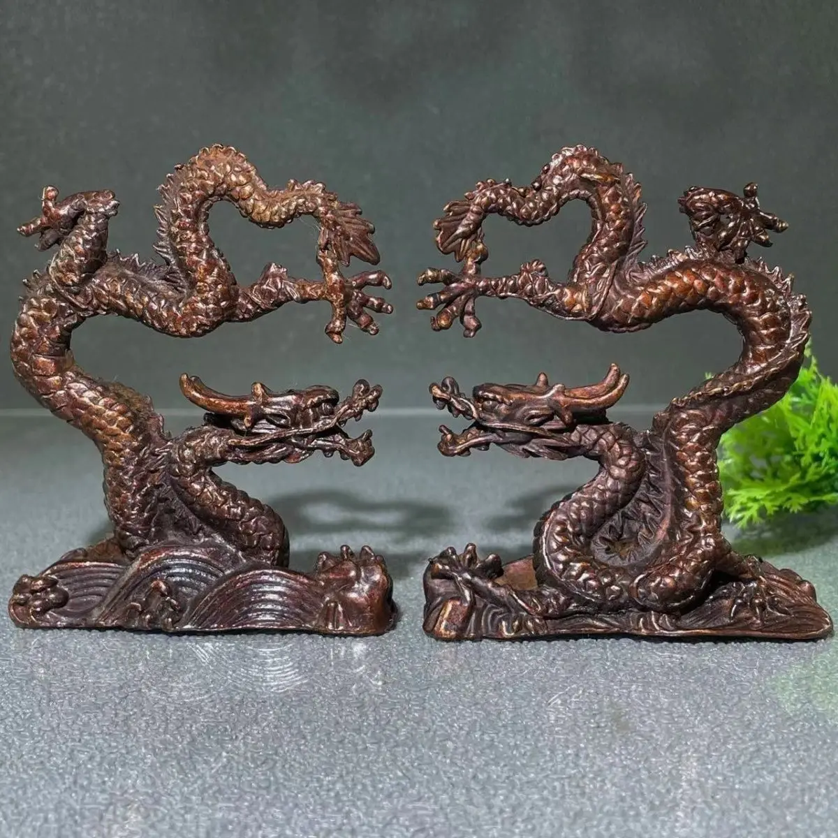 

Dragon Statue Retro Metal Simulation Dragon Model Animal Sculpture Indoor Collection Statue Home Desktop Feng Shui Decoration