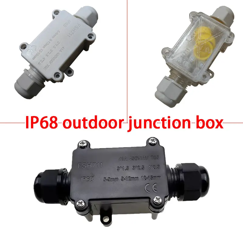

Mini 2 Way Waterproof Junction Box IP68 6-12mm Cable Junction Box Connector 41A 450V Power Supply Electrical Outdoor Wire Boxes
