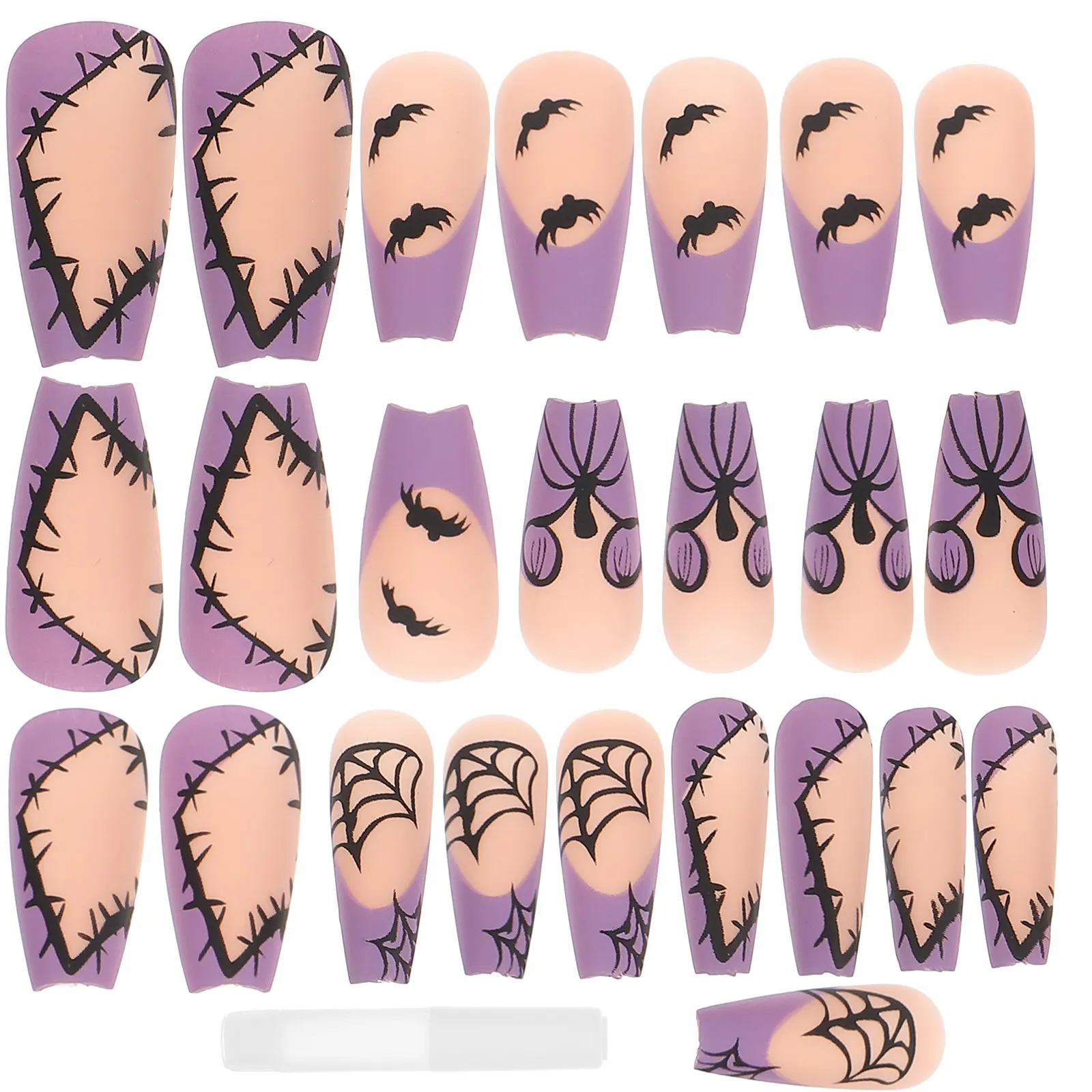 

24 шт. накладных ногтей для Хэллоуина, элегантные съемные типсы для маникюра своими руками, модные и стильные