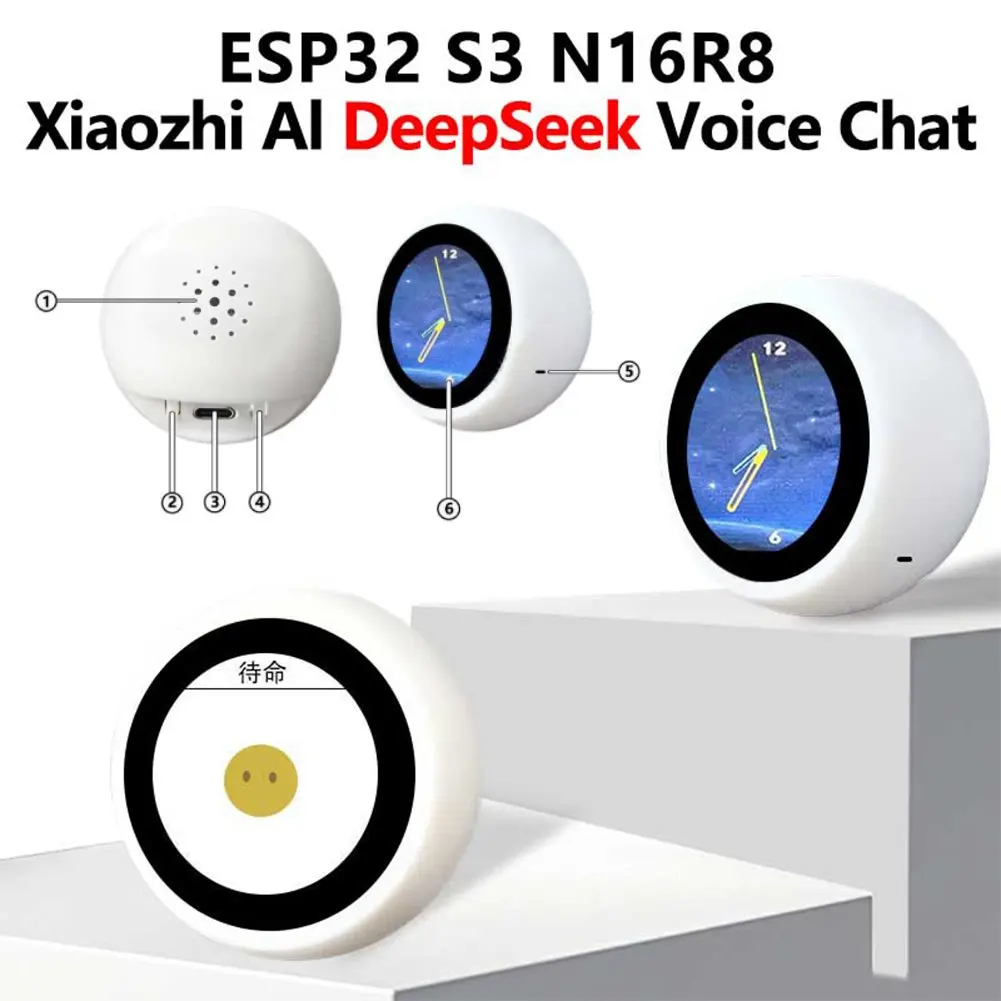 

DeepSeek XiaoZhi AI Голосовой робот для чата ESP32-S3 1,28-дюймовый ЖК-дисплей N16R8 Макетная плата Часы Настольные украшения