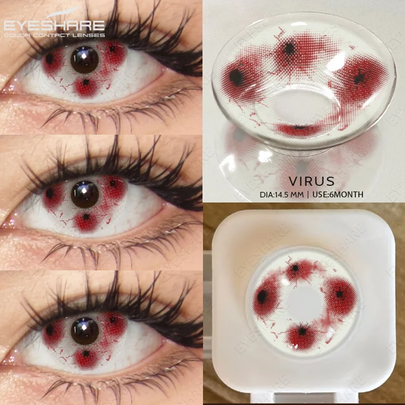 EYESHARE Cosplay Farbige Kontaktlinsen für Augen, jährliche Verwendung, Make-up, verrückte Halloween-Schönheit, rote Kontaktlinsen, Augenkosmetik – Detail 8