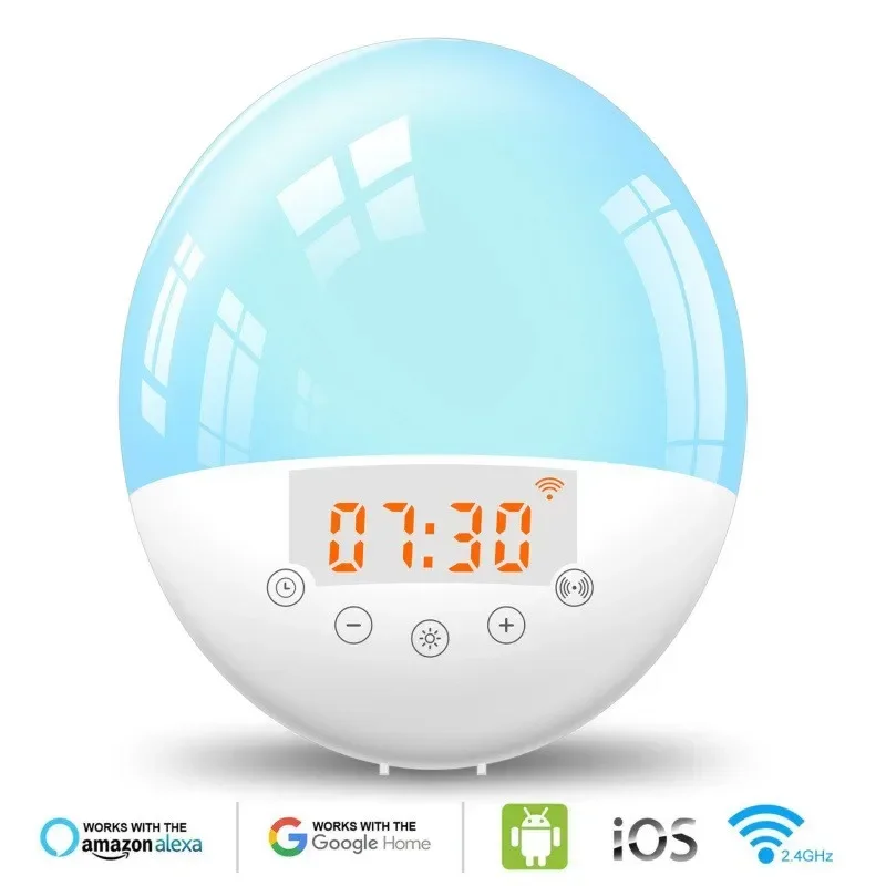 Wifi Voice Control Smart Wake-up Light sveglia Sunrise Natural Wake-up Light Sleep Atmosphere Light Sound and Light Integrat