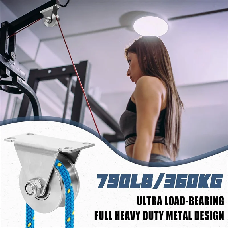 Puleggia con scanalatura VEHO-U, blocchi in acciaio inossidabile Confezione da 2 pulegge con scanalatura a rotazione super silenziosa, per la movimentazione di attrezzature da palestra fai da te