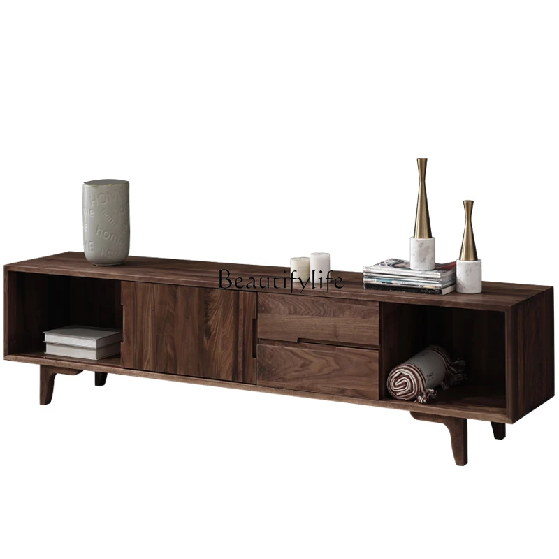 

Nordic Solid Wood TV Cabinet Simple Living Room North American New Chinese Style TV Stand