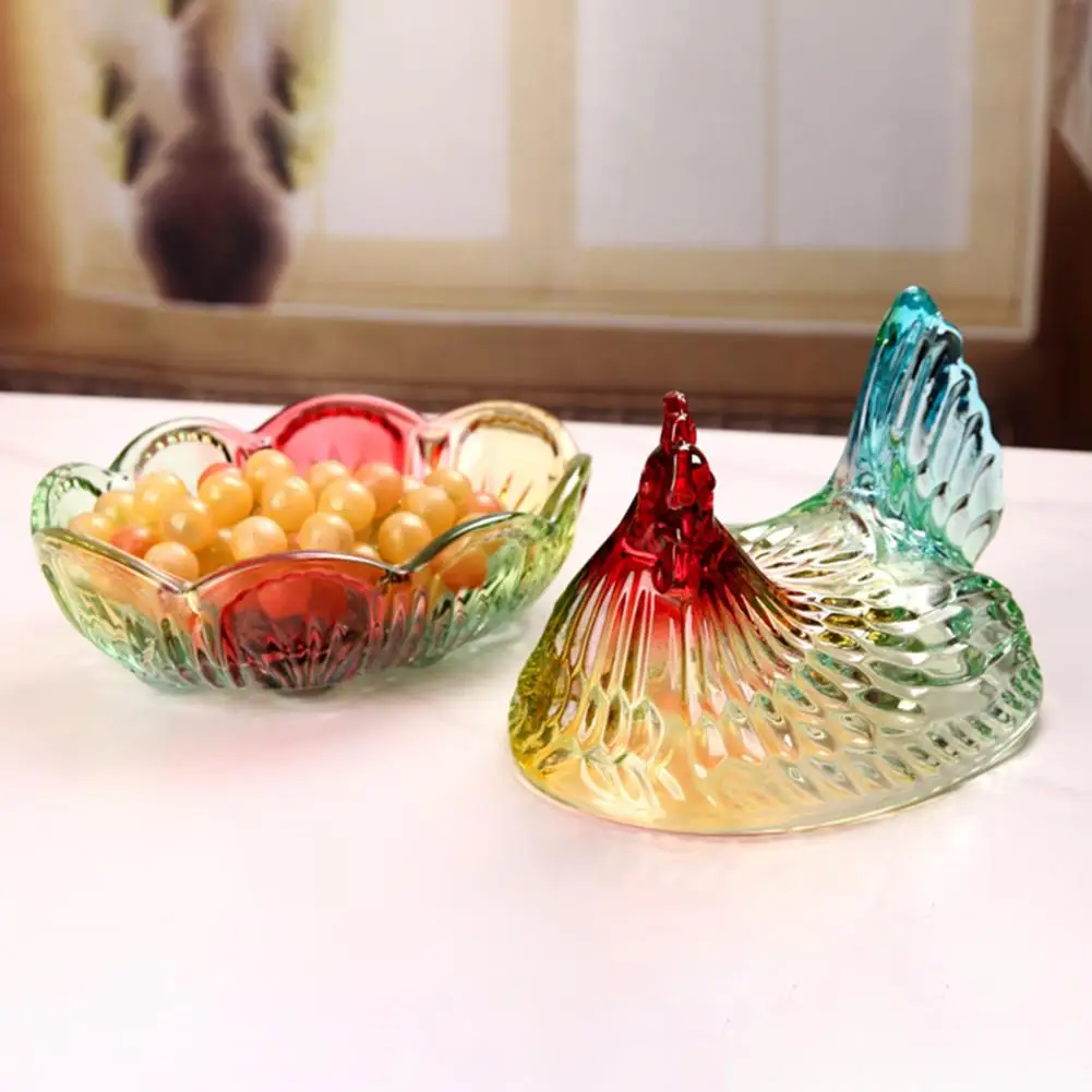 Glass Snack Container Glass Hen on Nest Candy Dish with Lid Pedestal Snack Bowl for Cookies Vintage Rustic Candy Jar