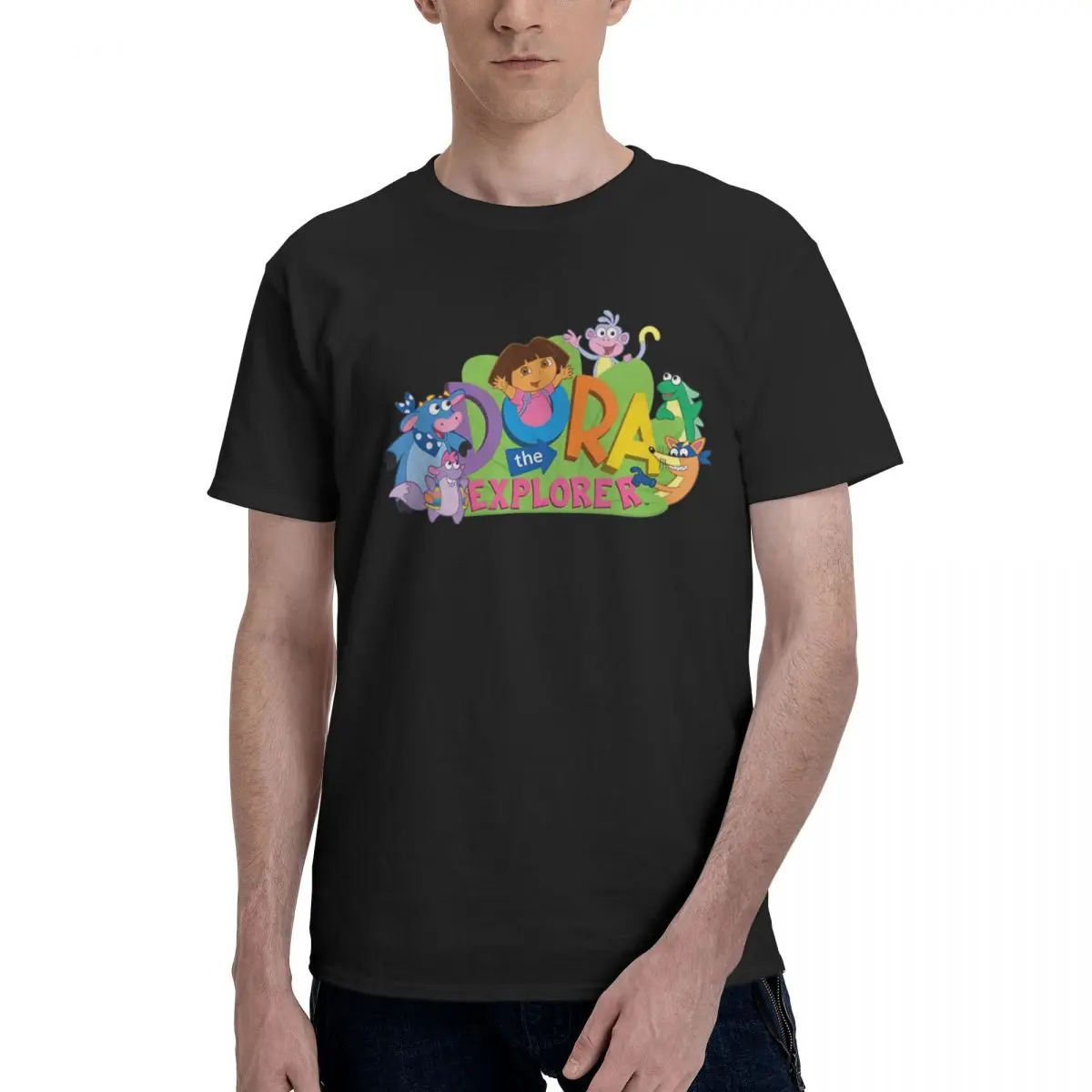 Men Doras The Explorer Trending T Shirt Vintage O-neck Cotton Anime Shirt