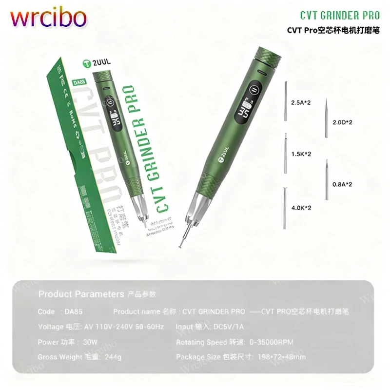 

2UUL DA85 CVT Grinding Pen,with Speed Adjustment & Rotation Change, Full Kit Includes Various Precision Drill Bit For PCB Repair