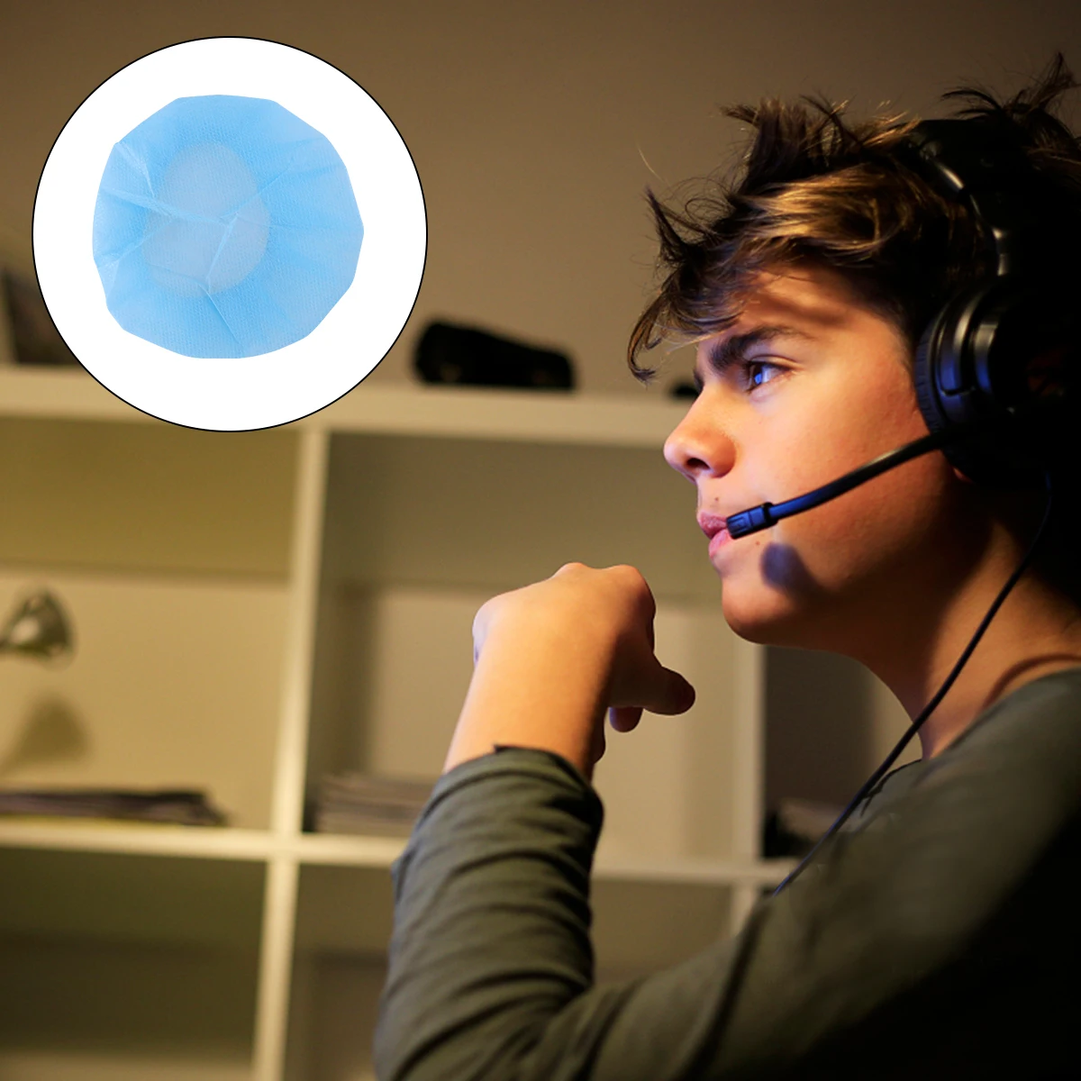 

100Pcs Headphone Protector Non-Woven Stretchable Hygienic Disposable Covers for Sanitary Use with Noise Isolation Comfort Fit