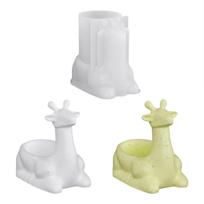 

H7EB Lovely Animal Silicone Craft Mold Silicone Texture Candles Stand Moulds for Artistic Holders Miniature Gardens