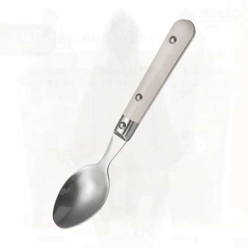 Children's Japanese Korean Style Stainless Steel Cutlery Set with Milky White Handle - Spoon Fork Knife Multi-purpose Tableware
