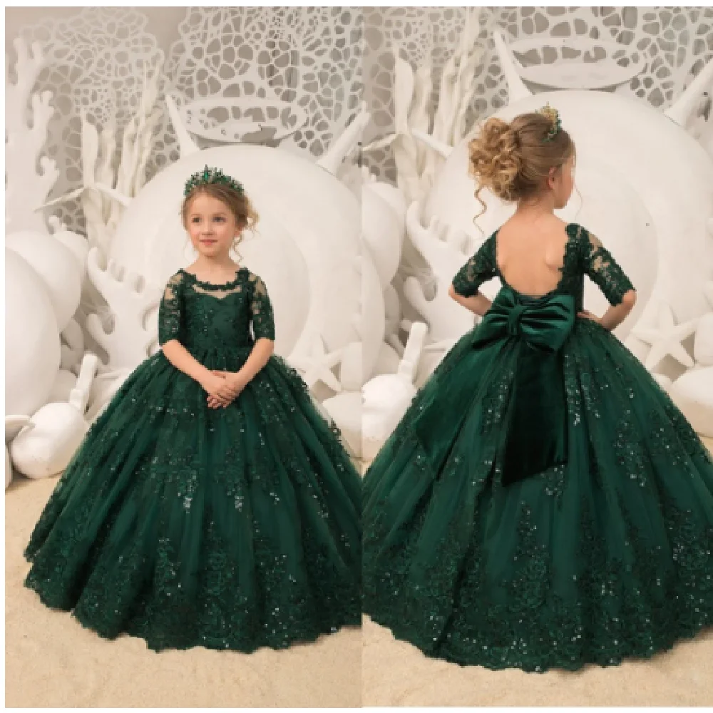 Vestidos da menina de flor para o casamento longo princesa meninas pageant sagrado festa aniversário baile comunhão trajes batismo um sonho presente