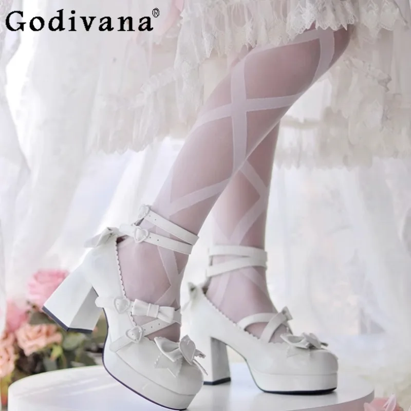 

Lolita Leather Shoes for Women Mary Jane JK Matching Dress Princess Shoes Female Cute Round Toe Height Increasing Shoes