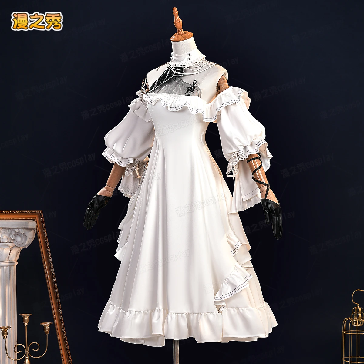 Game Wuthering Waves Phrolova Cosplay Costume Wig White Dress Earrings Headwear Fractsidus Cos For Women Girls Halloween Party - Image 4