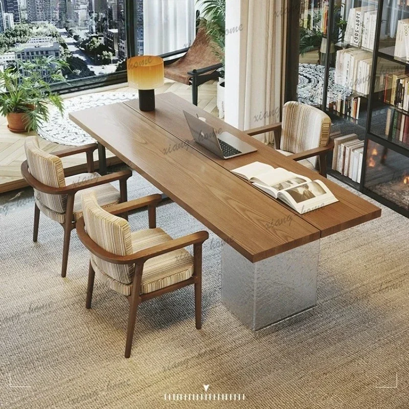 YJ Modern Solid Wood Desk Italian Minimalist Study Living Room Office Desk Space Saving Study Home Furniture Bureau Flottant FYF