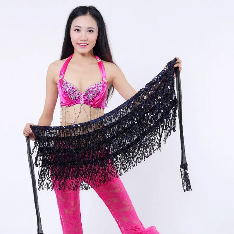 Belly Dance Belt Sexy Bellydance Hip Scarf Accessories Dancing Tassel Sequins for Girls Women Party Show Practice Performance