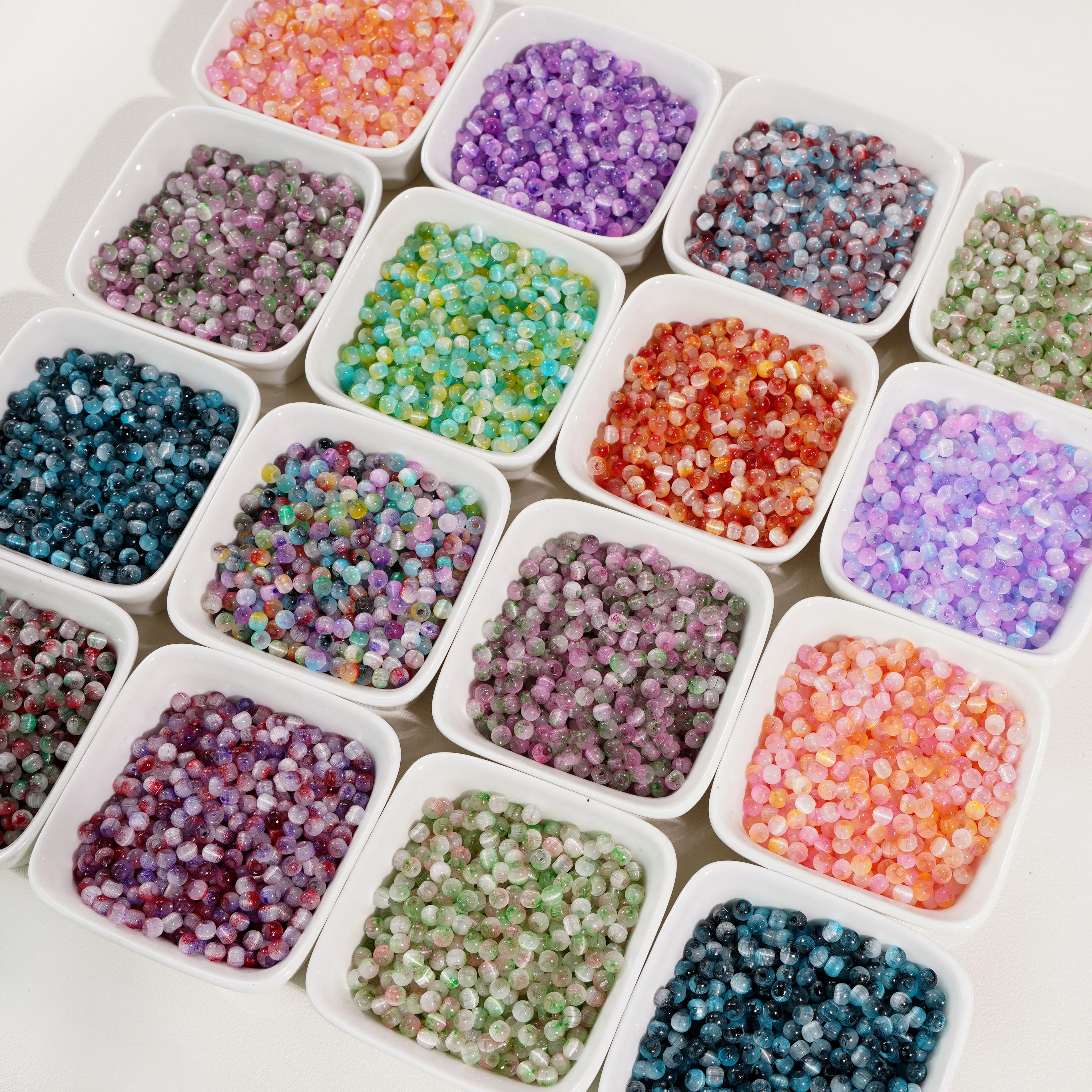 10g/bag Approx 150pcs Glass Seed Beads 4mm High Quality Multicolor Cat Eye Charm Loose Spacer Beads DIY Making Necklace Findings