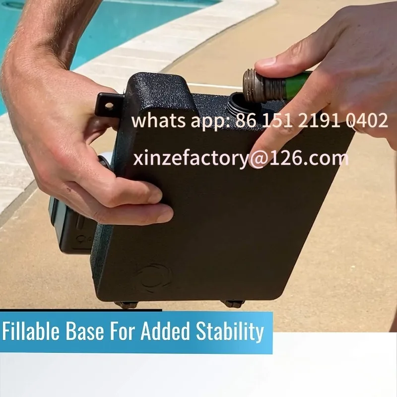 Regulator poziomu wody w basenie z możliwością personalizacji, opatentowany, zawiera wężyk ze stali nierdzewnej i mosiężny kątownik 90 stopni. °   Złącze, automatycznie reguluje poziom wody w basenie