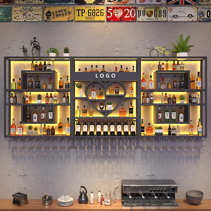 Display Storage Wine Rack Organizer Free Standing Gold Display Large Wine Rack Industrial Wall Counter Bar Schrank Decoration