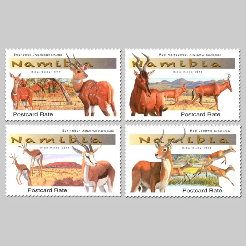 4 PCS, Namibia, 2014, Antelope, Real Original Post Stamps, MNH