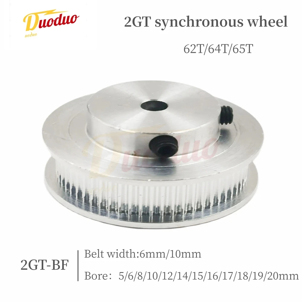 2GT/GT2 Timing Pulley 62T/64T/65 Teeth Bore 5/6/8/10/12/14/15/16/17~20mm ,Tooth pitch 2mm Synchronous Wheels Belt Width 6/10/mm,