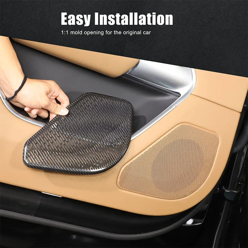 

For Land Rover Range Rover Vogue L460 2023+ real carbon fiber Car Front door speaker net Decoration Stickers Accessories