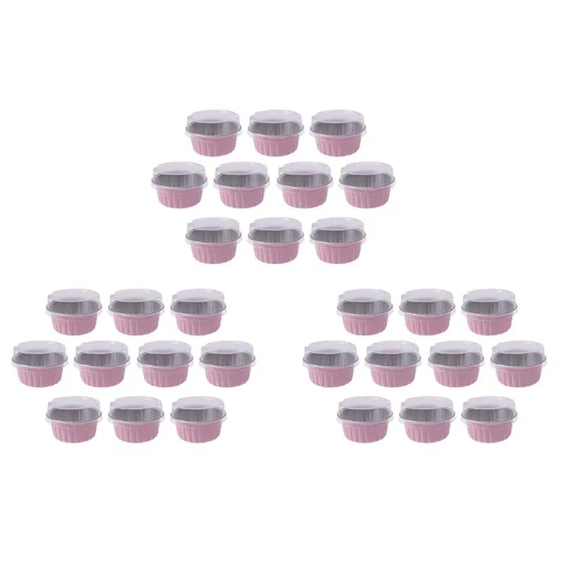 attwo-300pcs-5oz-125ml-disposable-cake-baking-cups-muffin-liners-cups-with-lids-aluminum-foil-cupcake-baking-cups-pink