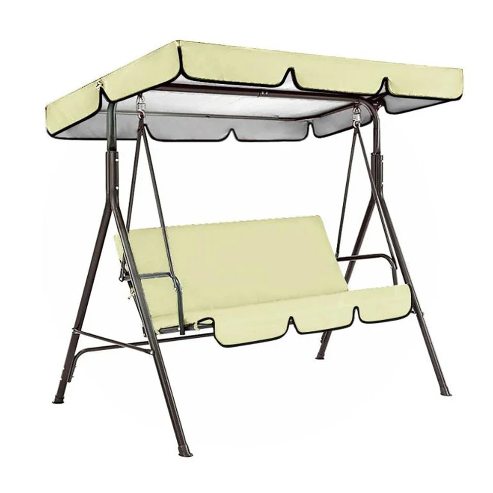3 Pedestal Garden Swing Replacement Canopy and Seat Covers Waterproof Oxford Cloth for Protection Against Sun and Rain