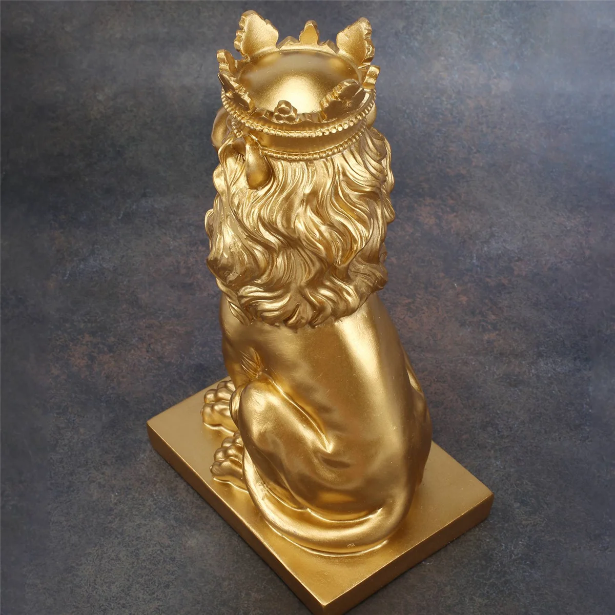 Abstract Crown Lion Statue Home Office Bar Male Lion Faith Resin Sculpture Crafts Animal Art Decor Ornaments - Gold