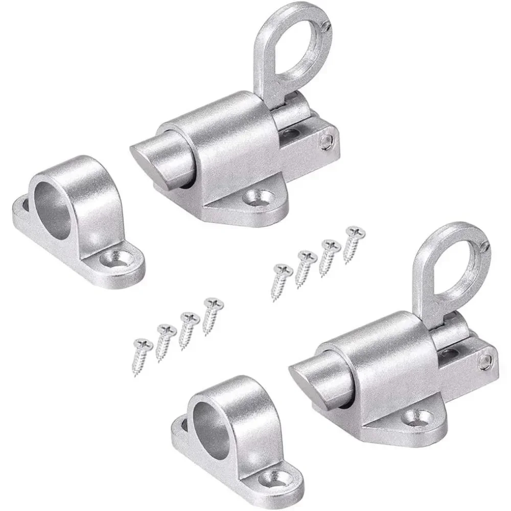 Pestillo de resorte con tornillos, cerradura de pestillo de resorte, pestillo de resorte automático, anillo de tracción, perno de puerta para puerta de Windows, 1/2 Uds.